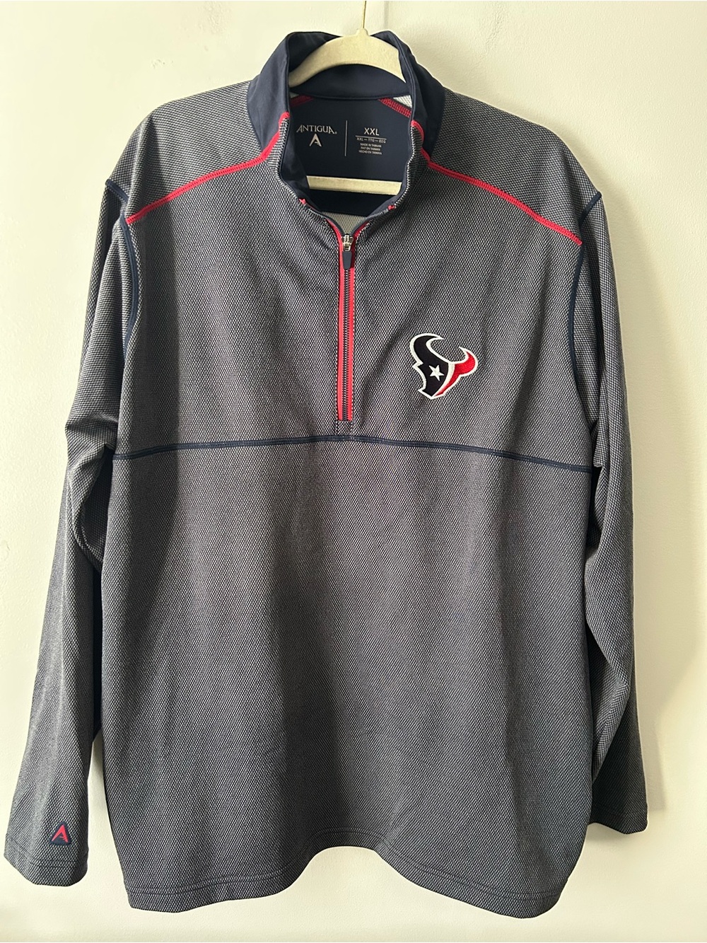 Antigua Men's Houston Texans Gray Quarter-Zip Pullover 2X